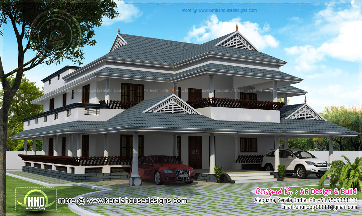 Luxury Kerala villa with sober color roof Home Kerala Plans