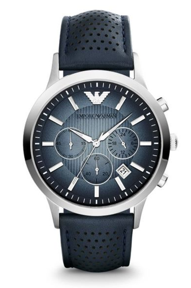 Emporio Armani Mens Stainless Steel and Leather Renato Watch