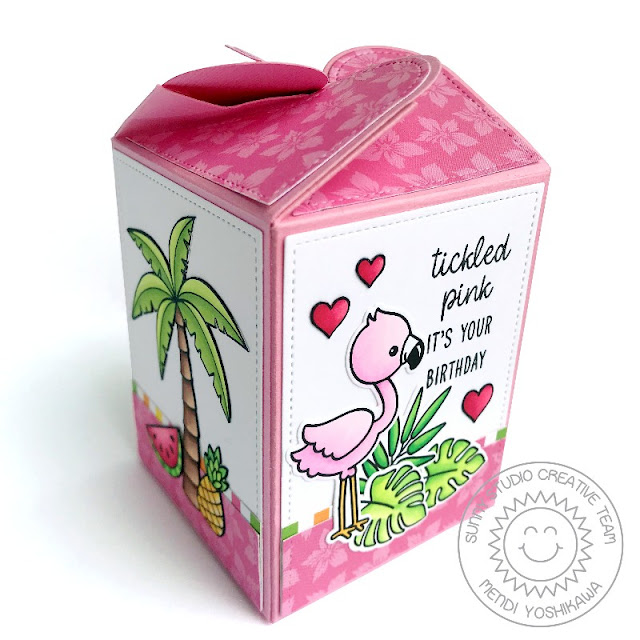 Sunny Studio Stamps: Fabulous Flamingos Gift Box (using Wrap Around Box Dies)