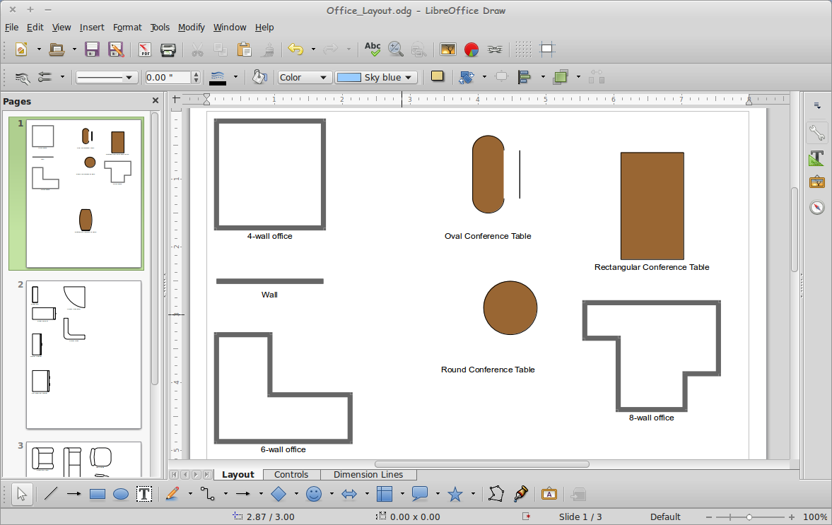 Cara Menggambar Office Layout di LibreOffice Draw