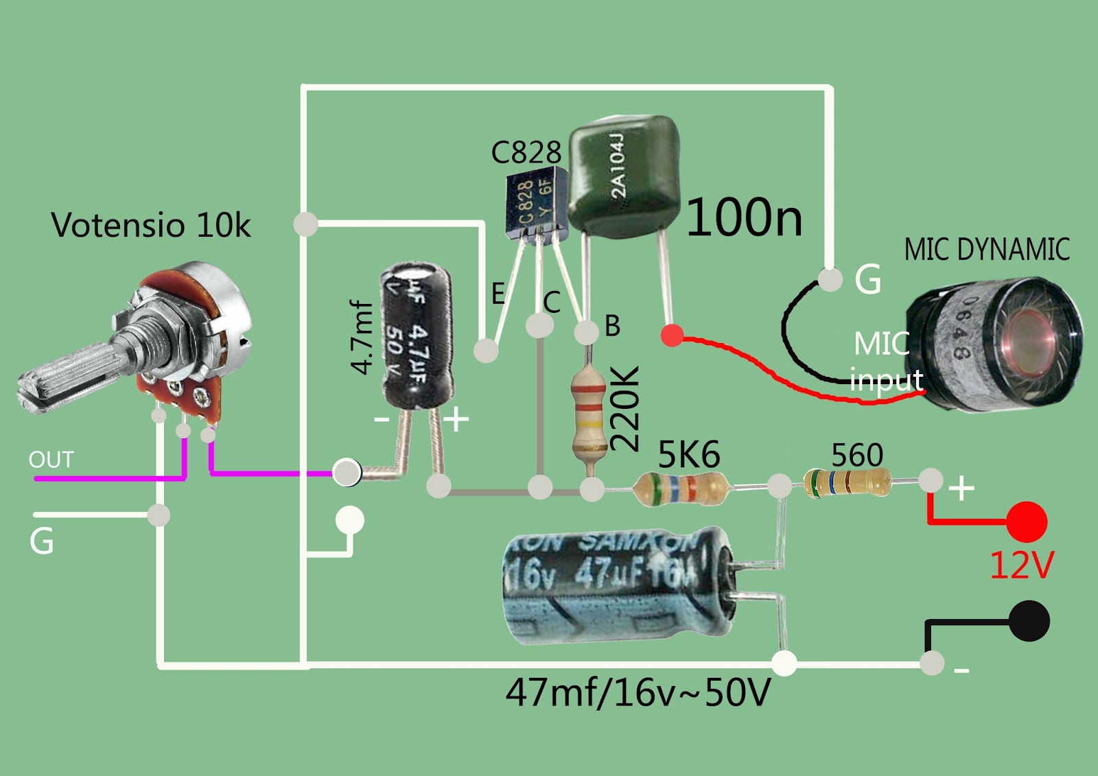 Untuk Pemula (for Beginer) MEMBUAT PREAMP MIC UNTUK AMPLI