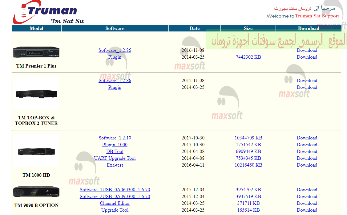 الموقع الرسمى لجميع سوفتات اجهزة ترومان
