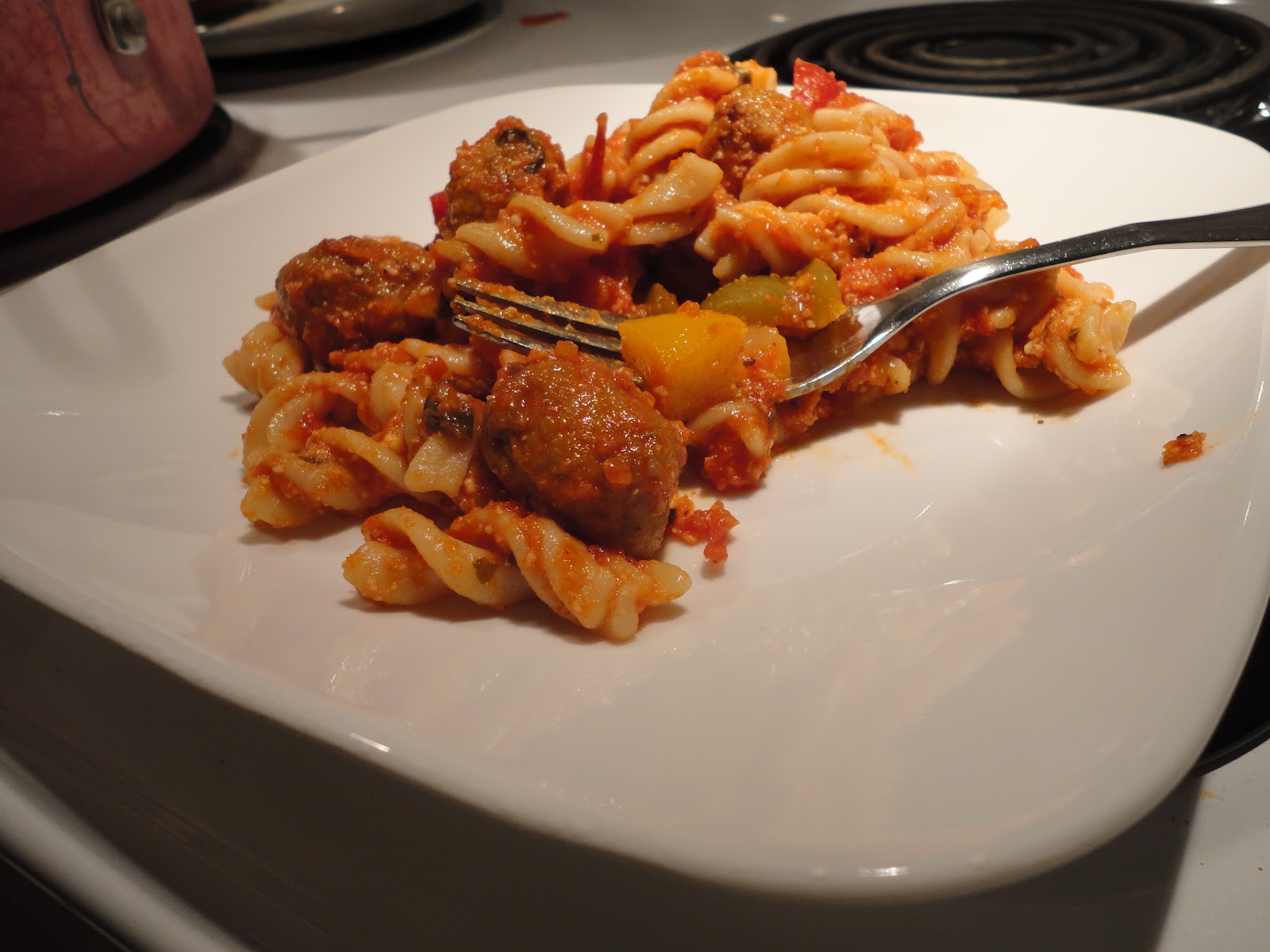 The Recipe Seeker Gluten Free Italian Sausage, Peppers, & Spinach Pasta