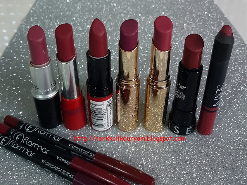 En Sevdiğim Bordomürdüm Rengi Rujlarım Mac Rimmel London Nars