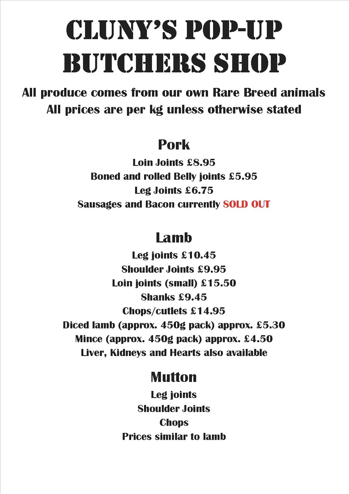 Railway Fields Butchers Shop reminders