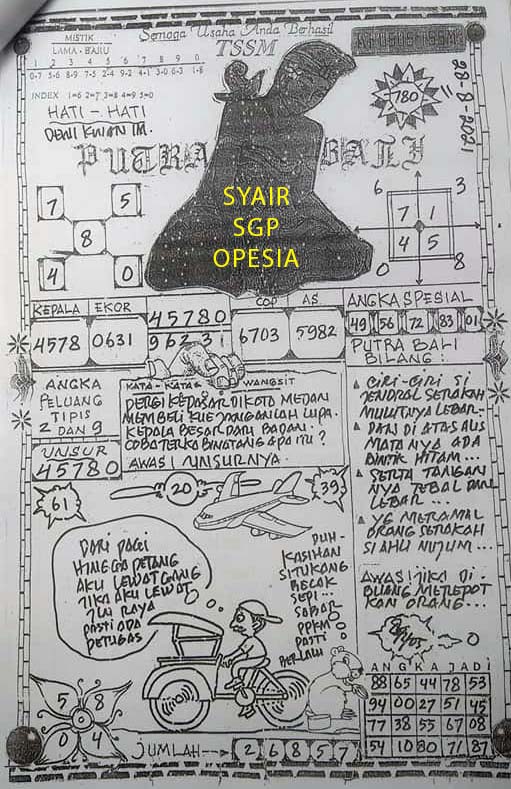 Syair Sgp Hari Ini Sabtu 28 Agustus 2021 Opesia Official