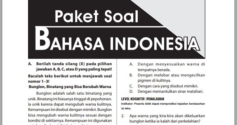 Unduh Paket Soal Pembahasan Dan Kunci Jawaban Usbn Kelas Vi Sd Mi