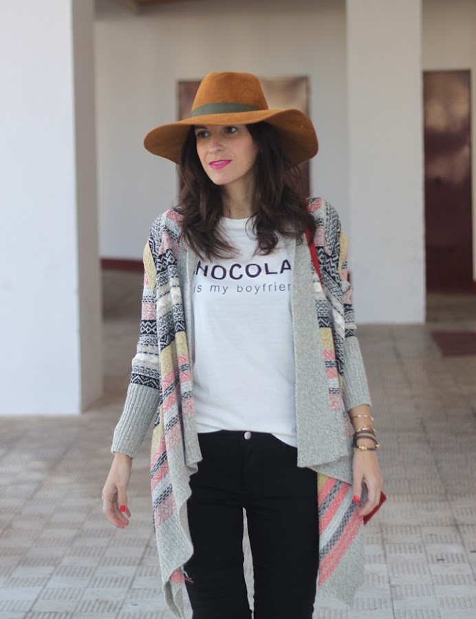 Ethnic Cardigan, Jeans and Hat