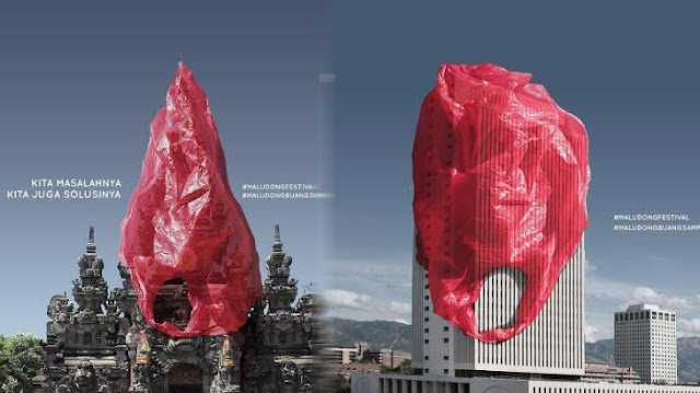 Foto Gapura Art Center di Bali Seketika Jadi Viral Gara-gara Terbugkus Plastik Raksasa Foto Gapura Art Center di Bali Seketika Jadi Viral Gara-gara Terbugkus Plastik Raksasa