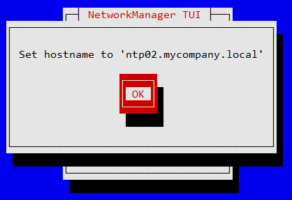 Figure (1.6) Confirm Host name From Network Manager TUI.