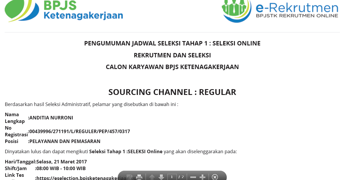 Contoh Soal Seleksi Online Bpjs Ketenagakerjaan