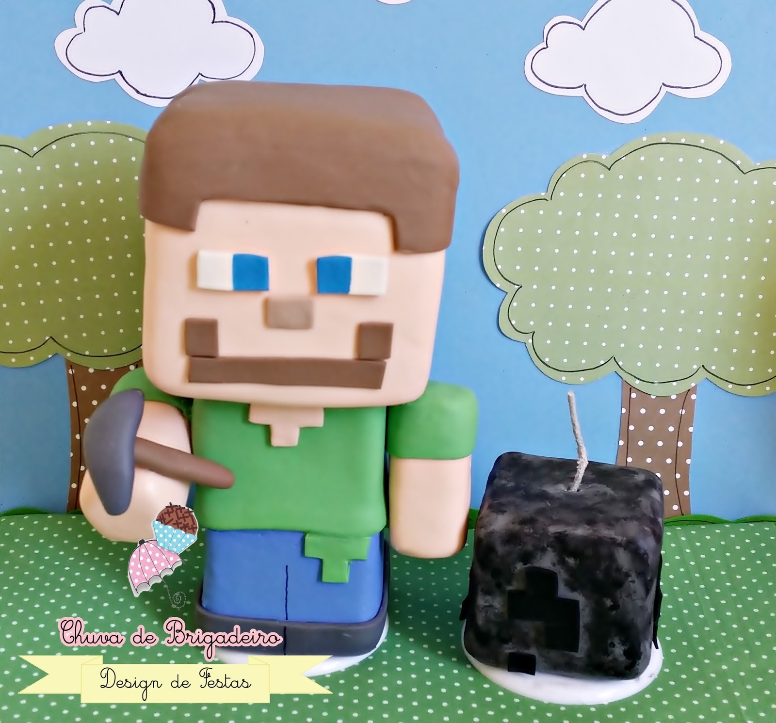 Topo de Bolo Minecraft Personalizado