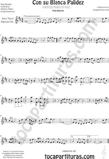  Soprano Sax y Saxo Tenor Partitura de Con Su Blanca Palidez Sheet Music for Soprano Sax and Tenor Saxophone Music Scores