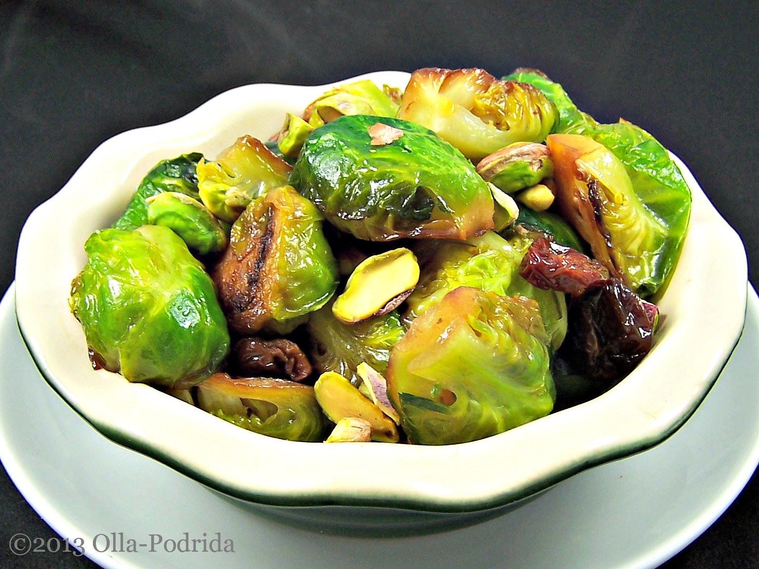 OllaPodrida PanCaramelized Brussels Sprouts with Pistachios and