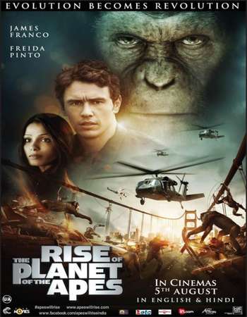 Poster Of Rise of the Planet of the Apes 2011 Dual Audio 400MB BRRip 720p ESubs HEVC Free Download Watch Online downloadhub.in