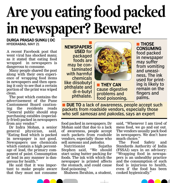 FOOD SAFETY LATEST Are you eating food packed in newspaper? Beware!
