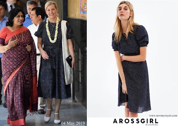 The Countess of Wessex wore ARoss Girl printed Dress in Cotton Polka Dot in Navy