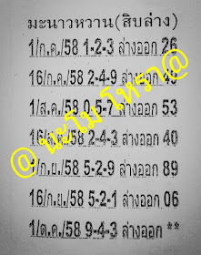 Thai Lottery Down Tip Full Tass Game 01-10-2015 - Thai 