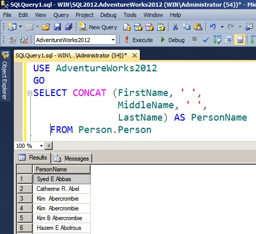 Difference between + operator and concat function in SQL Server 2012 ...