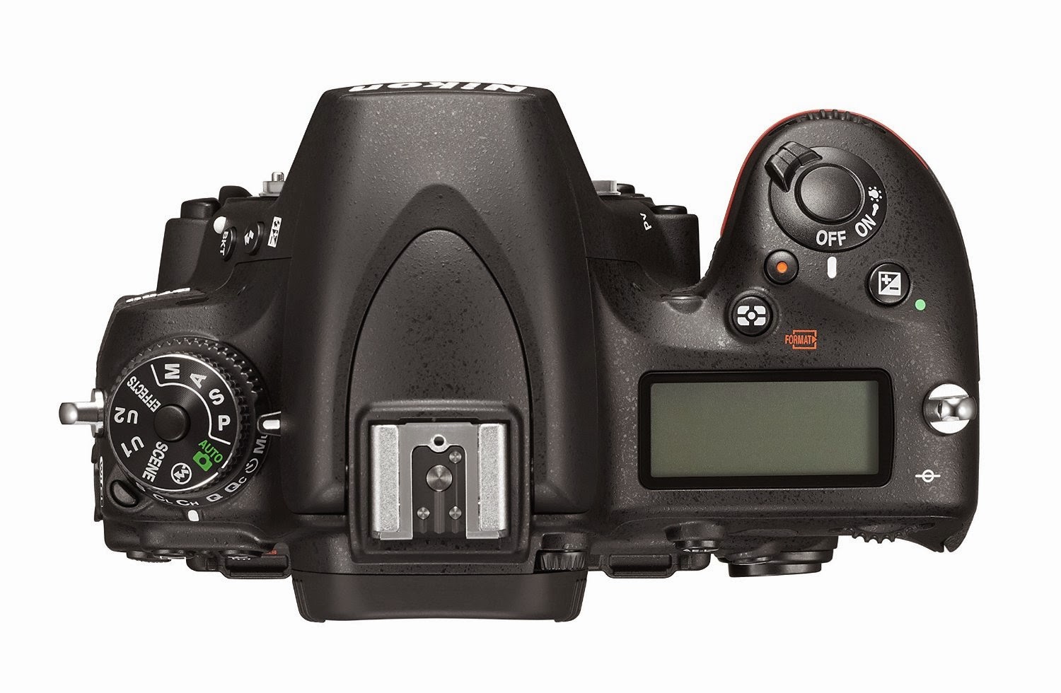 Nikon D750 top view, picture, with control buttons, hot-shoe