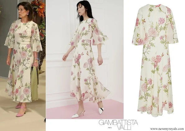 Princess Caroline wore Giambattista Valli Floral-print Silk-chiffon Midi Dress