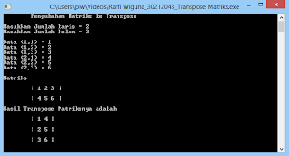 Membuat Transpose Matriks Dengan Array 2 Dimensi