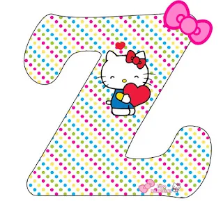 Alfabeto de Hello Kitty con Corazones.