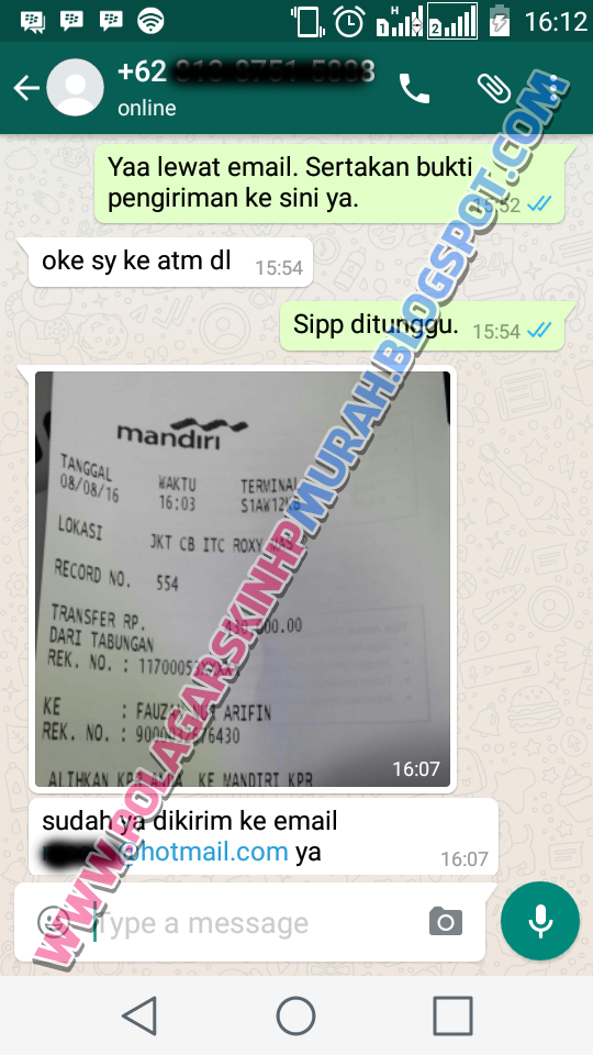 Info pelanggan kami - Bukti transfer pola cutting garskin