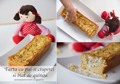 Tarta cu pui si ciuperci si blat de quinoa