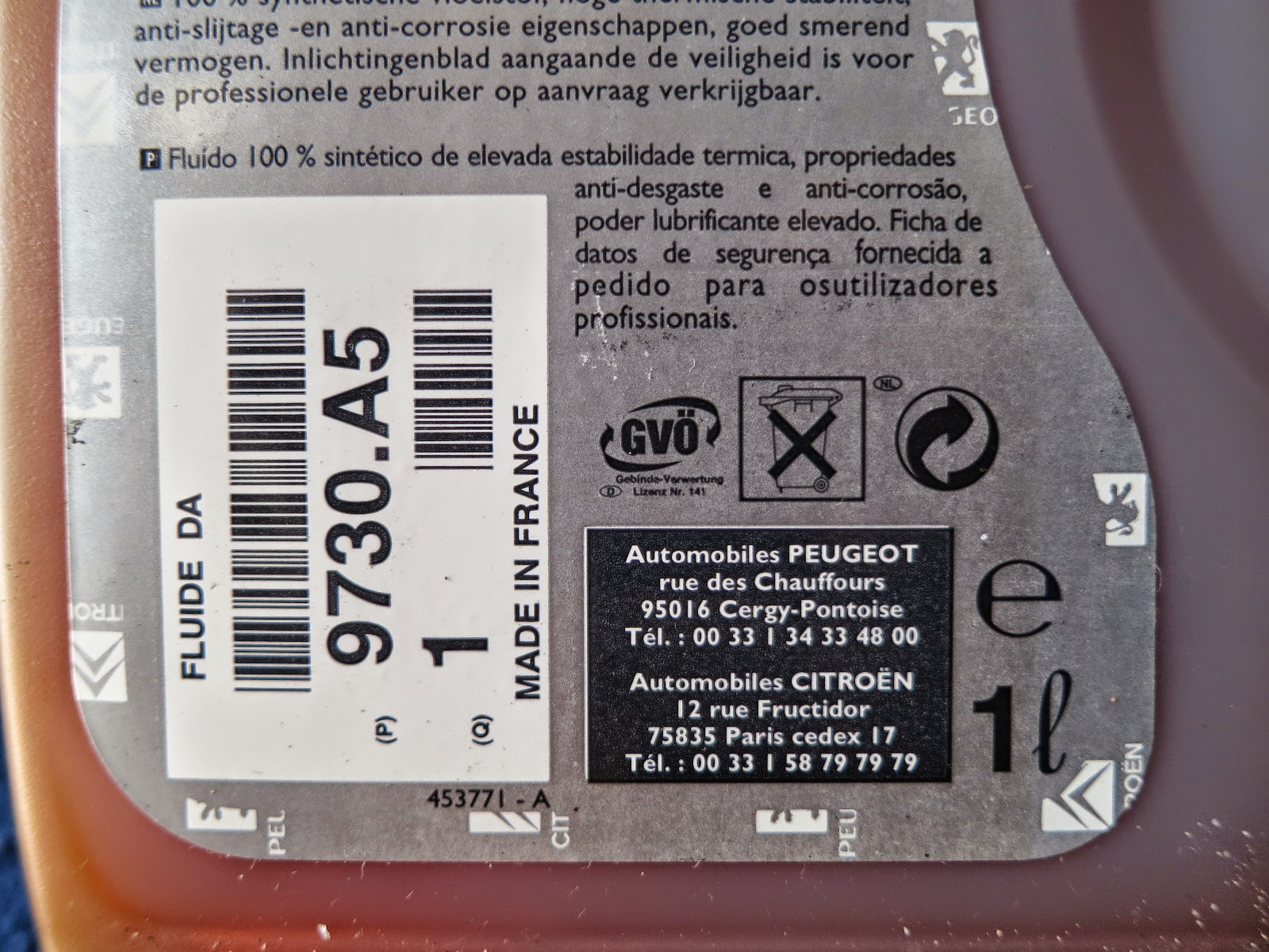 MY PEUGEOT 407 Maintenance Power Steering Fluid