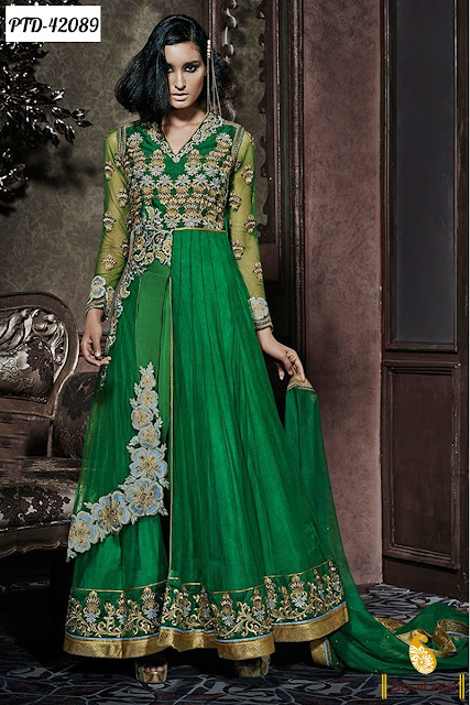 Green Anarkali Suit @ pavitraa.in