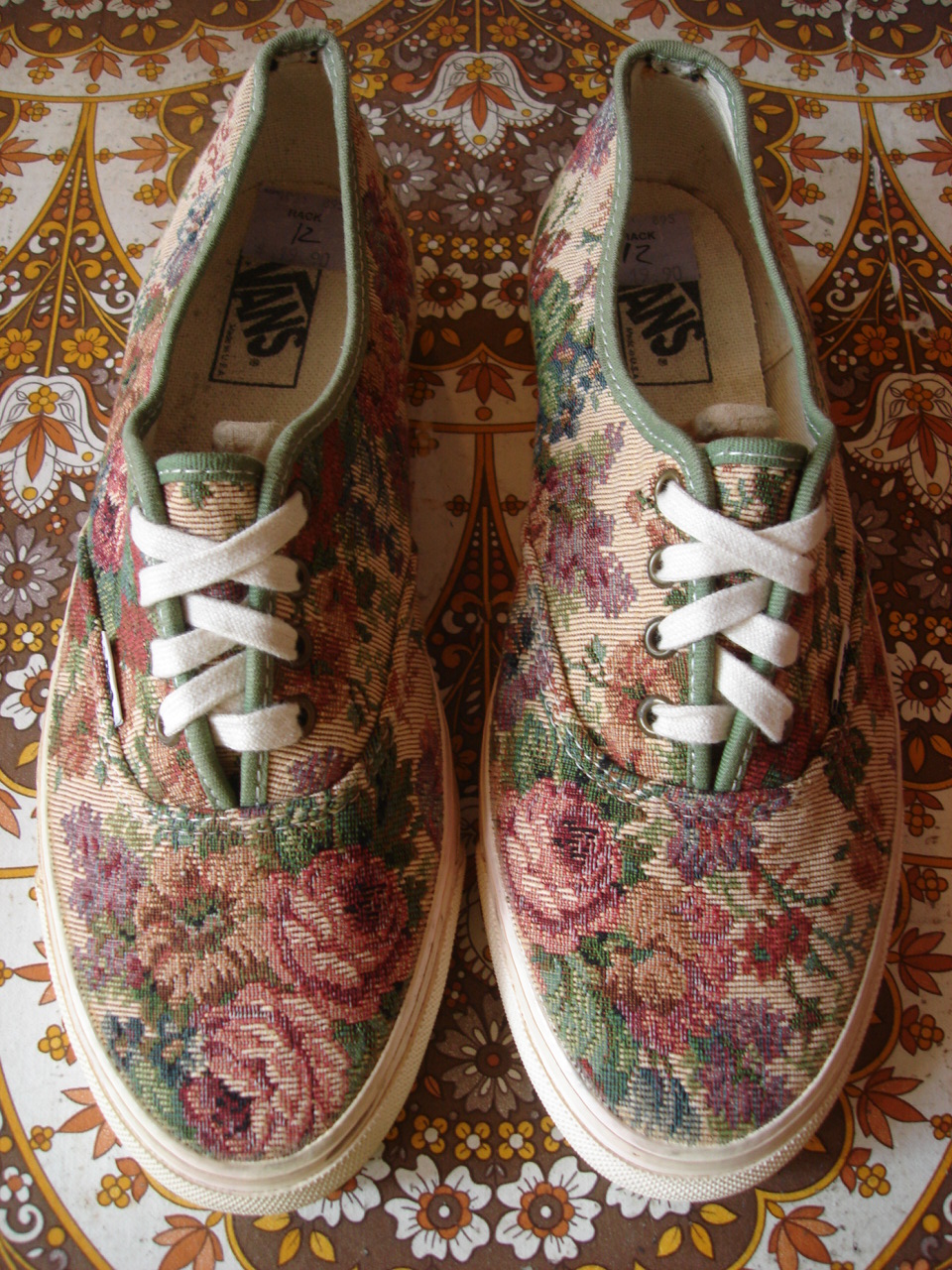 theothersideofthepillow: vintage VANS shoes FLORAL TEA TAPESTRY print ...