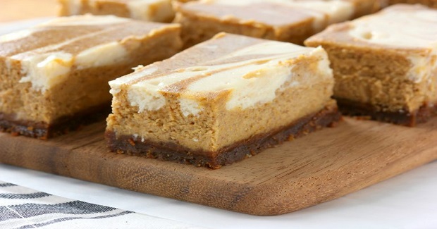 Swirled Pumpkin Pie Cheesecake Bars With Gingersnap Crust Recipe Swirled Pumpkin Pie Cheesecake Bars With Gingersnap Crust Recipe