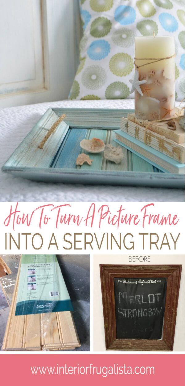 Repurposed Picture Frame Coastal Serving Tray Interior Frugalista