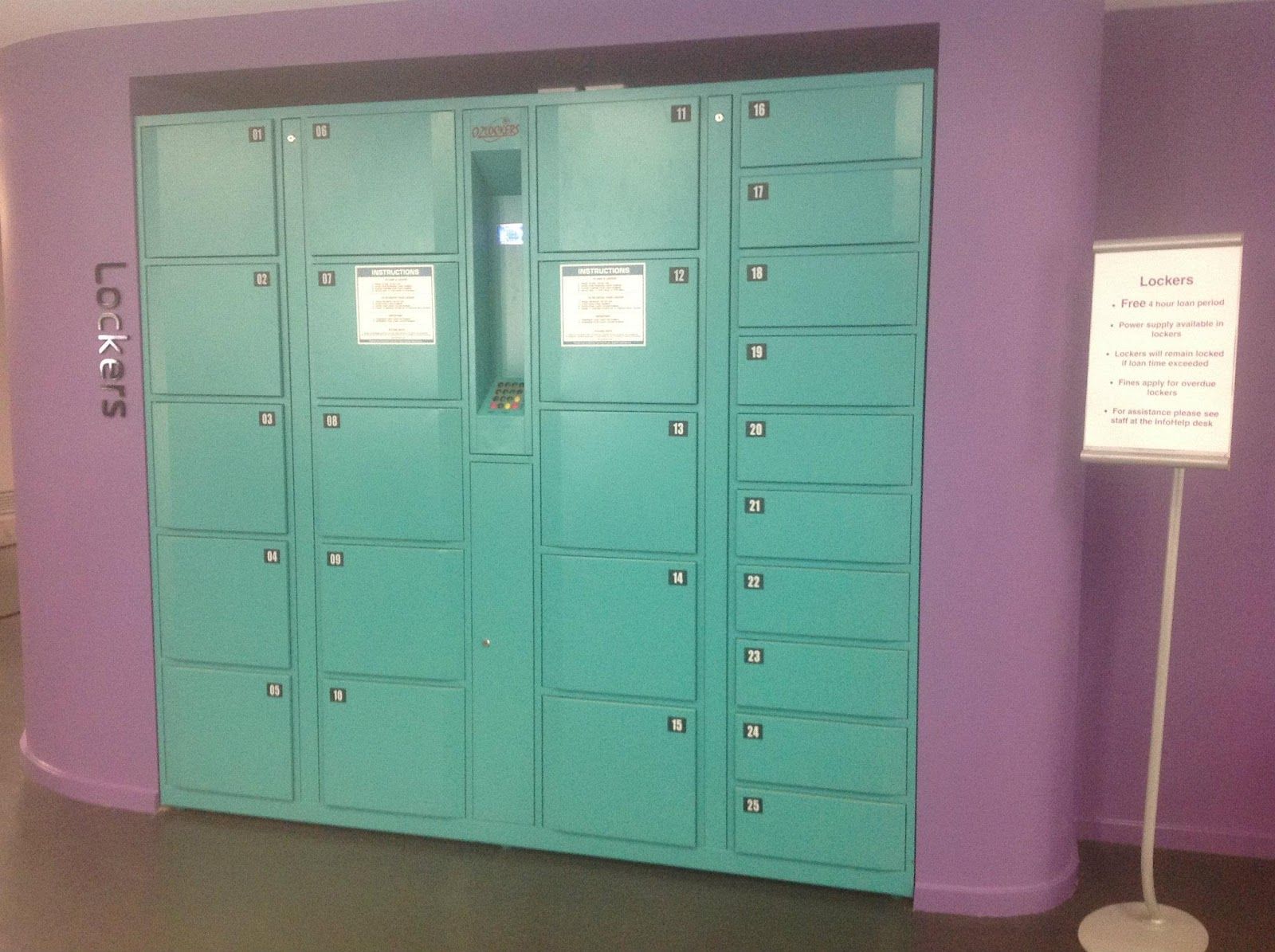 Free locker storage A safe place to store your items while you have a