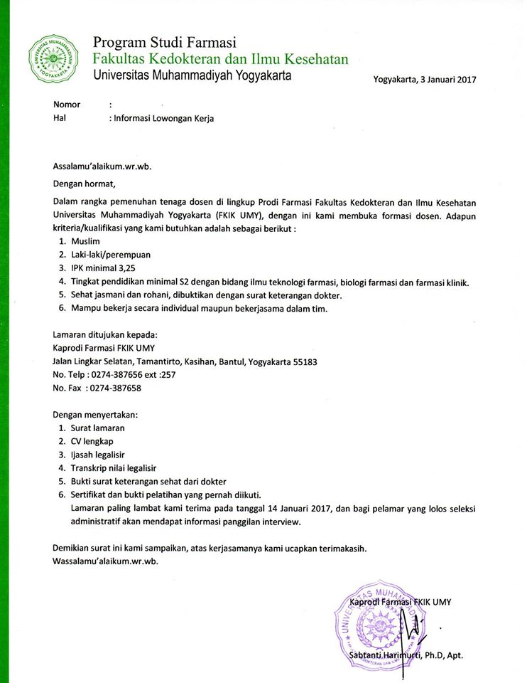 Lowongan Dosen Universitas Muhammadiyah Yogyakarta Umy