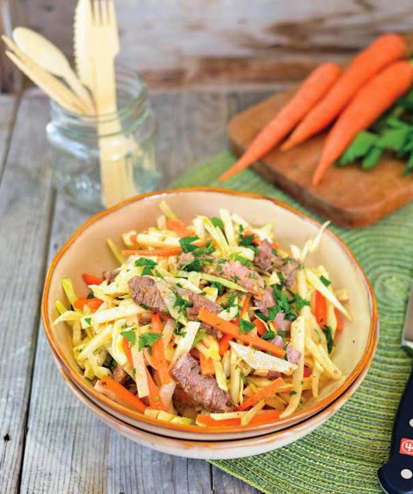 Jicama Carrot Slaw with Grilled Steak