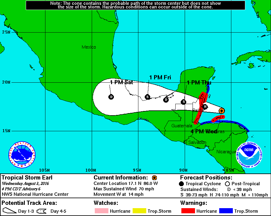 National Hurricane Center Hurricane Earl Projected Path Update