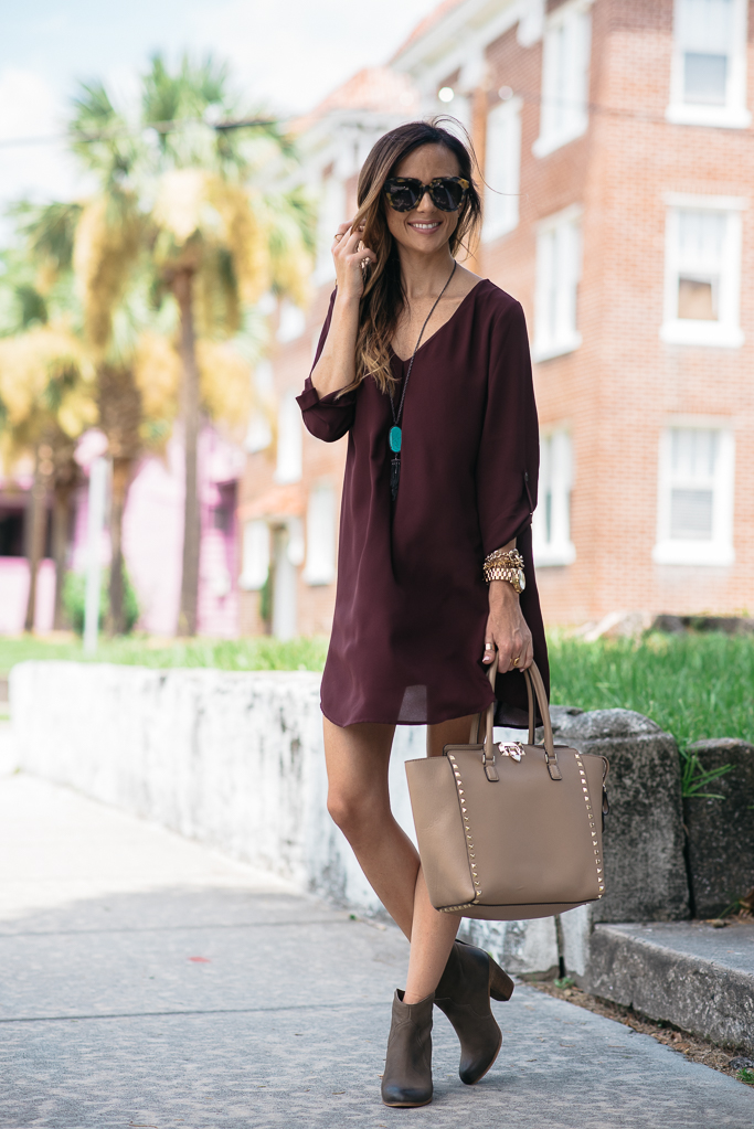 Sequins and Things: WINE SHIFT DRESS + BOOTIES