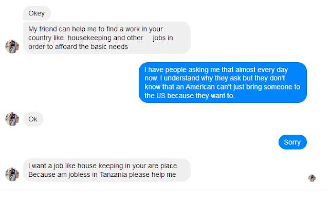 William Kuboja wants me to bring him to America so he can work as my housekeeper