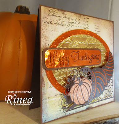 Thanksgiving Card Using Rinea Foiled Paper