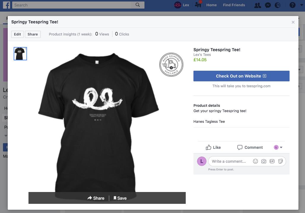 optimasi facebook shop untuk jualan teespring