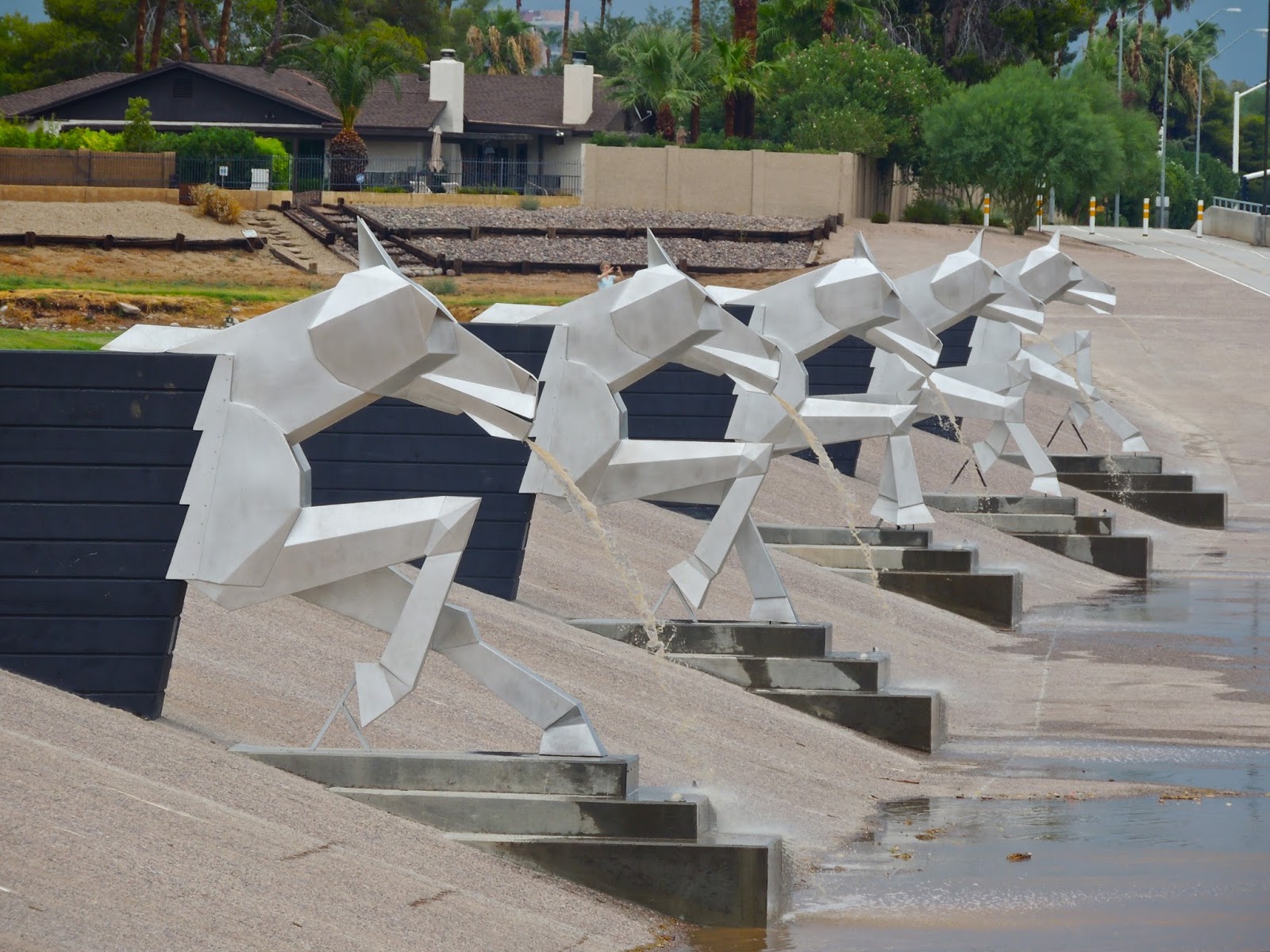 Scottsdale Daily Photo Photo Water Mark Horse Statues, with flowing water