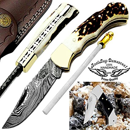 Handmade damascus hunting knives
