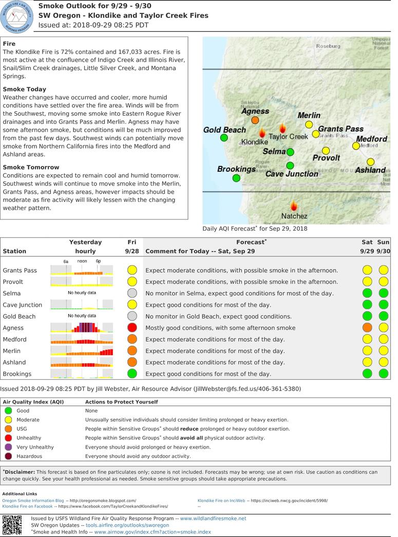 smoke outlook update for southwest taylor creek and klondike fires for saturday and sunday sept 29 30 2018 smoke outlook update for southwest taylor creek and klondike fires for saturday and sunday sept 29 30 2018