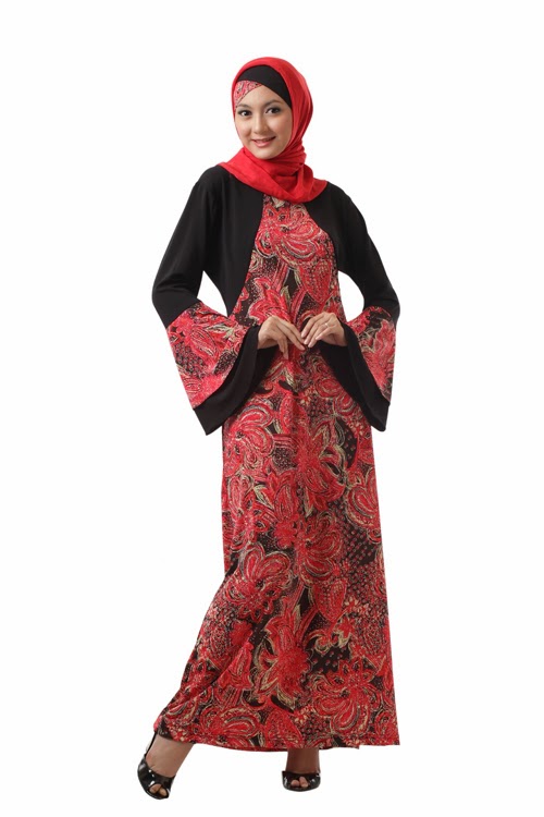 Model Gamis Batik Kombinasi Cardigan