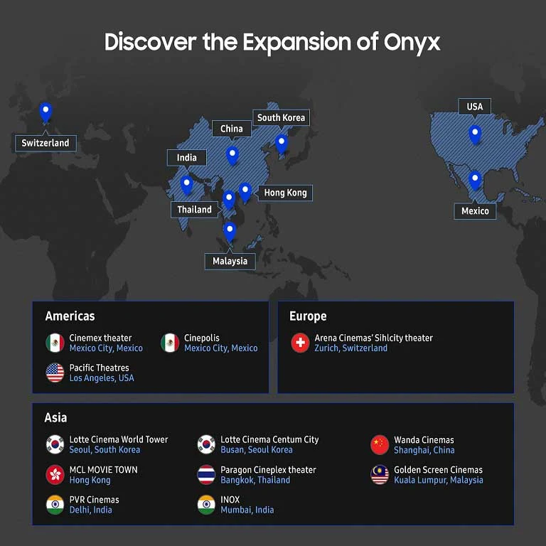 إكتشف شاشة العرض Onyx Cinema LED من سامسونج حول العالم