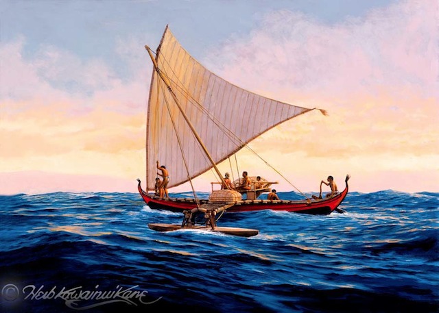 A canoe of the Caroline Islands, by Herb Kane