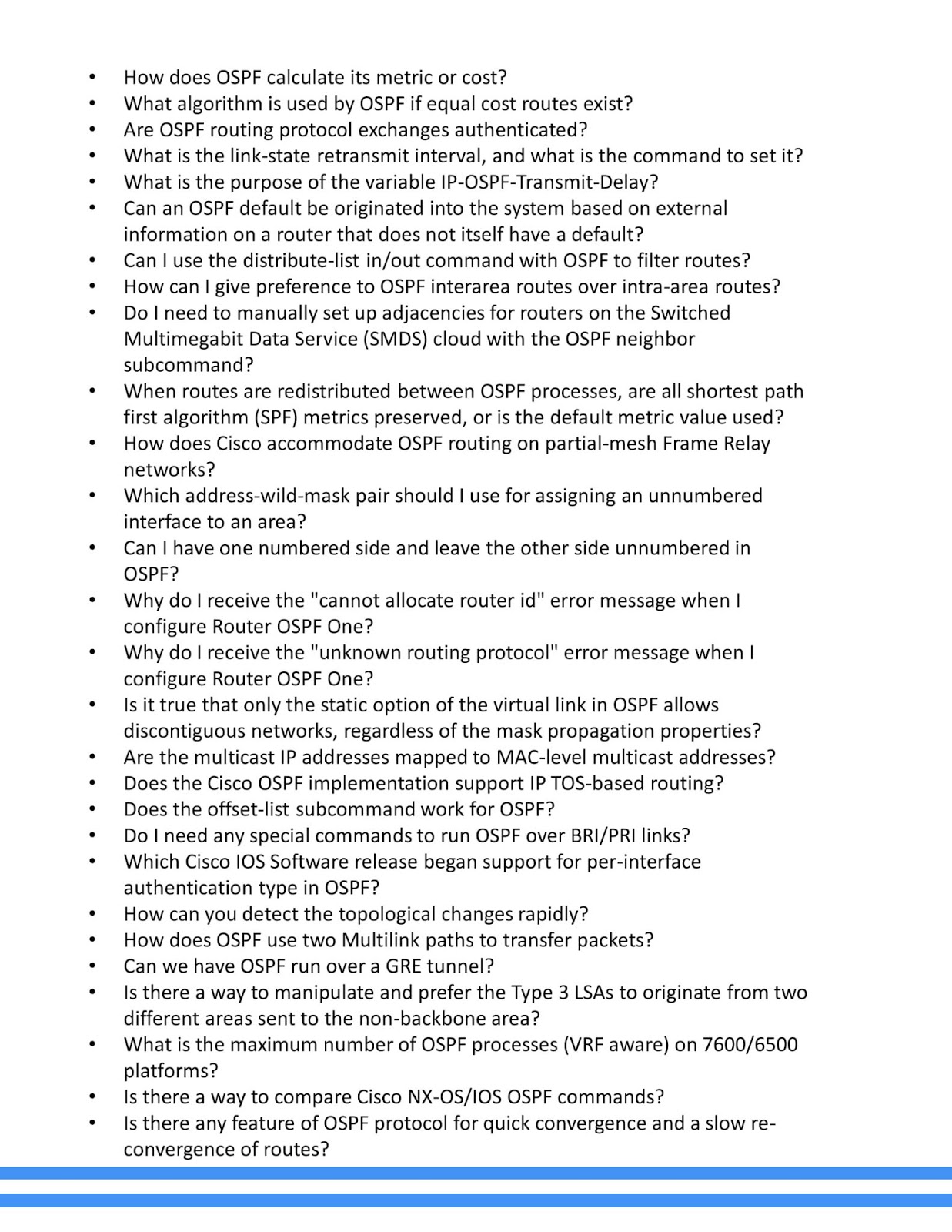 OSPF Interview Questions On CCNA