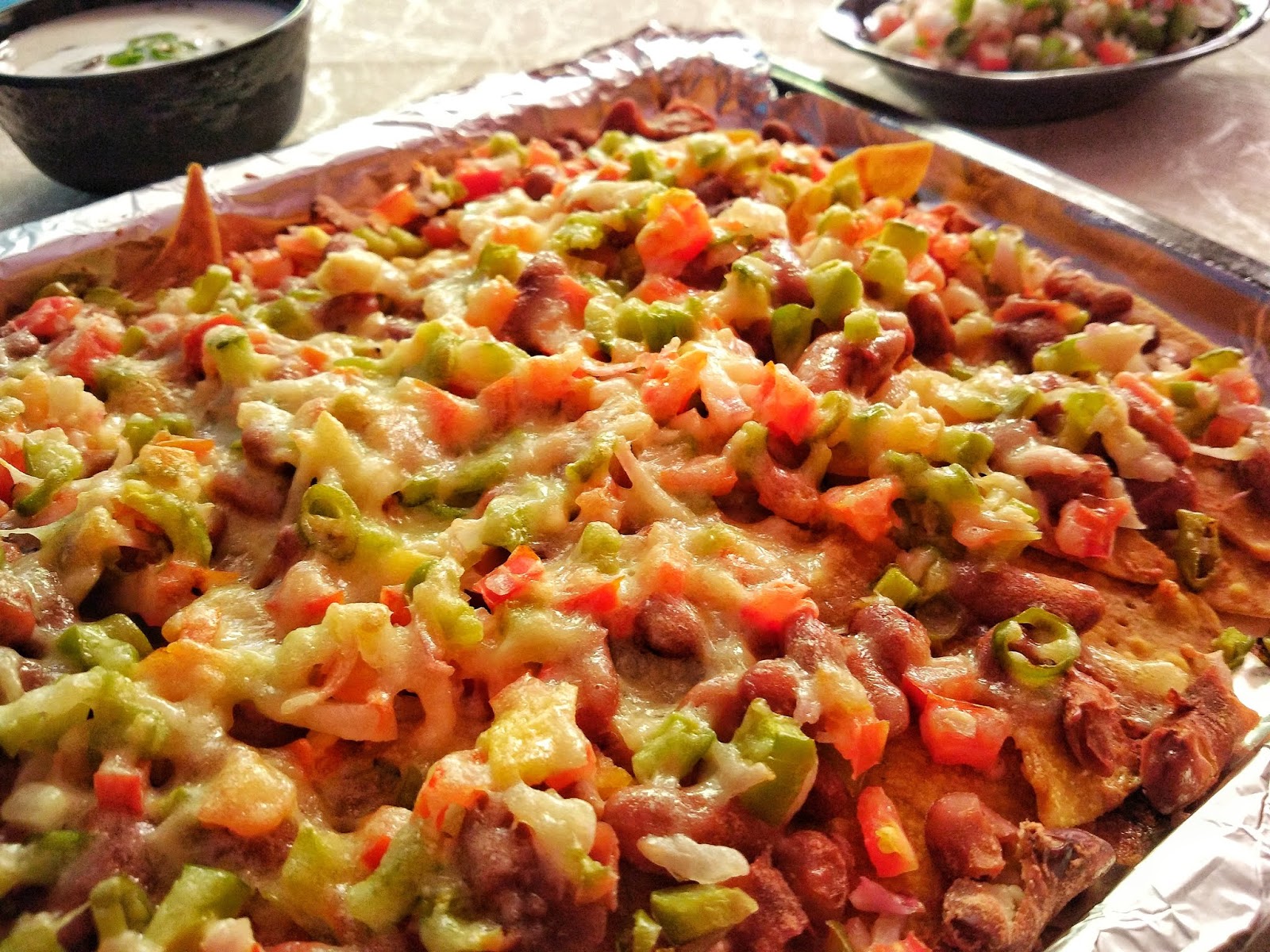 Nachos Supreme with Kidney Beans and Veggies Loaded Vegetarian Nachos